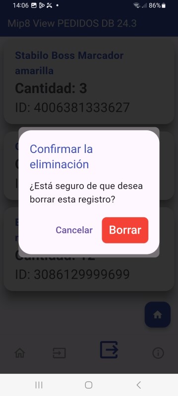 Si deseas eliminar un registro en pedidos, utiliza el botón  ELIMINAR.